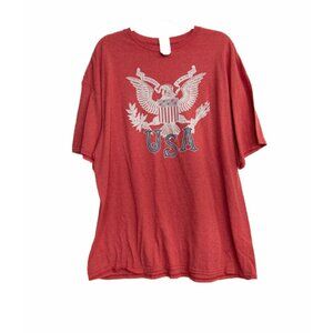 Delta Pro Weight Mens Red Polycotton Graphic Tee USA Pullover Short Sleeve 2XL